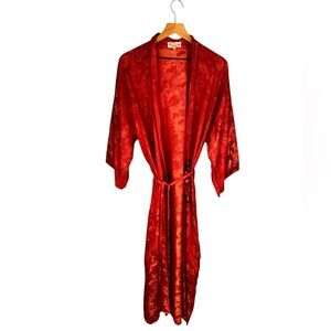 Golden Dragon Full Length Vintage Robe- red with gold embellishments- Sz large
